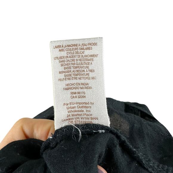 FREE PEOPLE Pavlo Babydoll Dress Black Mini Embroidered Boho Women's Size Small - Picture 5 of 7